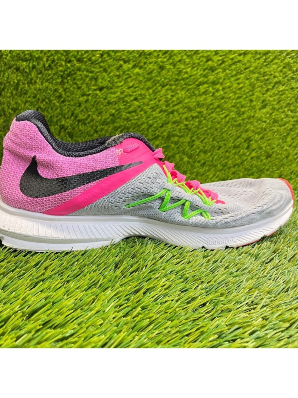 Nike Air Zoom Winflo 3 Womens Size 10 Gray Pink Athletic Running Shoes Sneakers - Picture 4 of 11